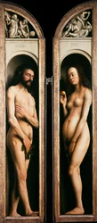 The Ghent Altarpiece. Adoration of the Mystic Lamb: Adam and Eve, 1432
