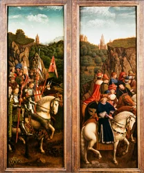 The Ghent Altarpiece. Adoration of the Mystic Lamb: Just Judges and the Knights of Christ, 1432