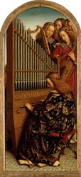 The Ghent Altarpiece. Adoration of the Mystic Lamb: Music-making Angels