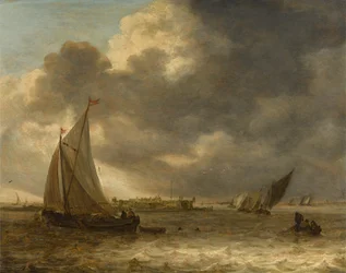 A River Landscape with Sailing Vessels