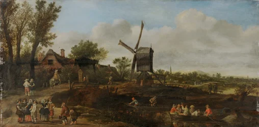 River Landscape with Windmill and Boats