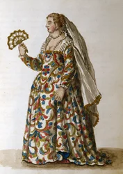 A gentlewoman in evening dress, the wife of a dignitary