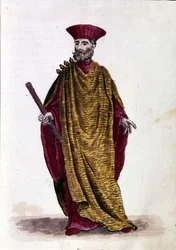 Captain of the Sea: Officer of the Military Navy of the Republic of Venice. Watercolour drawing and ink from the manuscript 