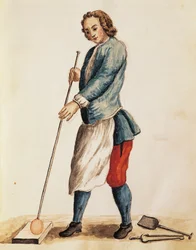 Glassblower of Murano glass, illustration from Illustrated book of Venetian costumes, by Jan Grevenbroeck, Italy