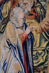 Flemish tapestry. Series Heaven of Charles V. Christ is saying goodbye to his Mother. Cartoonist Jan van Coninxloo. Manufacture of Julien Portois, Mechelen. Ca 1521