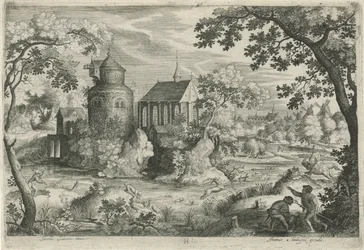 Deer Hunt Near a Chapel