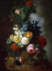Still Life of Roses and Delphiniums