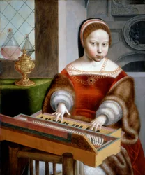 Young Woman Playing a Clavichord
