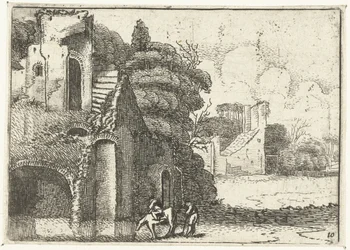 Drinking Horse by Ruins (series title: Small Landscapes)