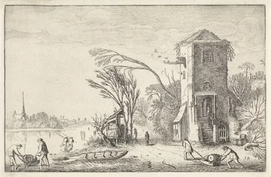 Figures in a Winter Landscape with a Tower (Landscapes) (Amenissimae aliquot requculae)