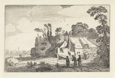 Figures on a Country Road by a Farm