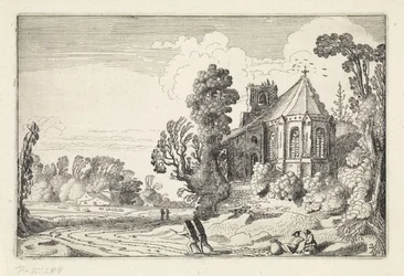 Figures on a Country Road by a Church Ruin (Landschappen, Amenissimae aliquot requculae)