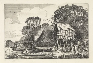 Fishermen in a Boat by a Dovecote