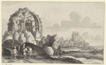 Travelers at the Temple of Minerva Medica near Rome (Landscapes after Pieter de Molijn)