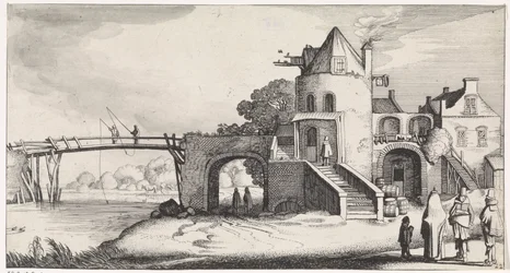 Tollhouse with Wooden Bridge over the River (Pleasant Landscapes and Delightful Views series)