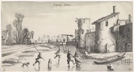 Winter Landscape with Skaters by a City Wall (Pleasant Landscapes and Delightful Views series)