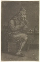 Man lighting his pipe
