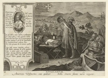 Amerigo Vespucci Discovering the Southern Cross with an Astrolabe, pub. 1600
