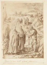 The Story of St. Giovanni Alberti Fiorentino. The Saint and the Accompanying Monk Give a Beggar Their Last Bread