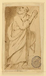 Page of a Drawing Book; Elderly Man in Classical Attire