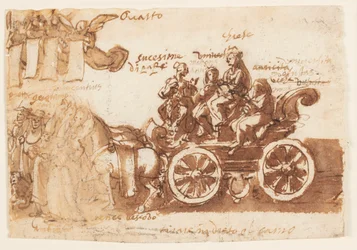 Page of a Sketchbook; Chariot and Three Horses