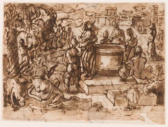 Page of a Sketchbook; Moses and the Daughters of Jethro