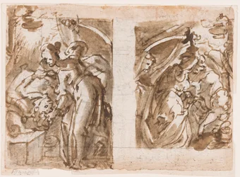 Recto: Two Views of Judith Killing Holofernes; Verso: Fountain in Fiesole