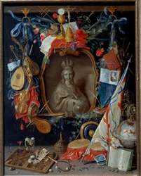 Virgin Surrounded by Vanitas Symbols. Painting by Jan I Kessel the Elder (1626-1679)