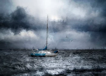 Stormy Ocean Sailboat