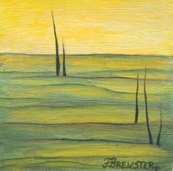 Green Landscape under a Golden Sky