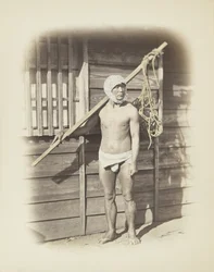 Man with fishing basket