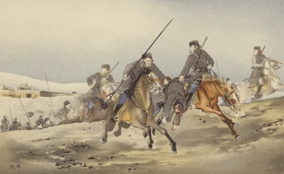 Cossacks running away with a Wounded