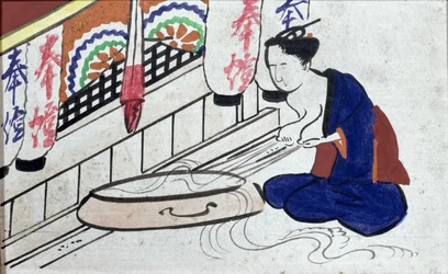 Ema (votive plaque) depicting a woman expressing milk