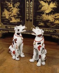 Imari pair of seated hounds