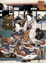Japanese print: two women