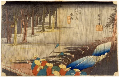 Landscape in the rain. Japanese print. sd. 19th century