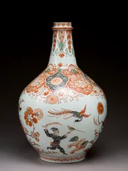 Large bottle vase, decorated in Holland in the Imari style, Ko-Imari, late 17th century