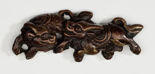 Menuki, or Grip Ornament, in the Form of Two Kirin, Mythical Beasts