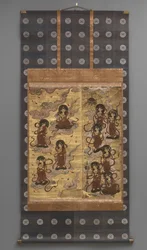 Mural painting: Descent of twenty-five bodhisattvas (attendants of Amitabha triad), 18th century