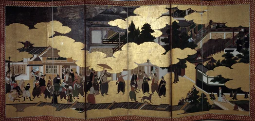 Portuguese screen: a representation of the arrival of Portuguese Jesuit missionaries in Japan in the 16th century