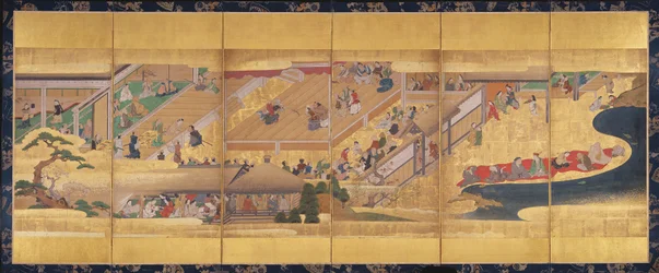 Six Fold Screen with the Noh Play Funa-Benkei, c.1660
