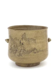 Tea-ceremony water jar with landscape design, Edo period