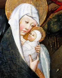 Mary and Child, detail from Flight into Egypt, altarpiece from Verdu