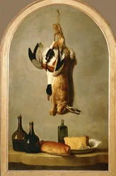 Still-Life with Dead Hare, Duck, Bottles, Bread and Cheese