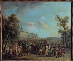 French Revolution: The people of Paris leave the Invalides on the morning of July 14