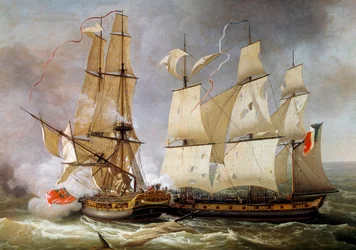Naval Battle between the French Corvette 