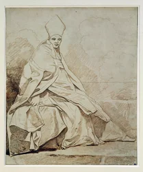 Study of a draped figure in ecclesiastical costume