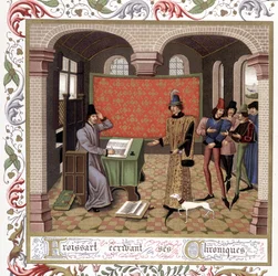 Froissart Writing His Chronicles - Miniature, Middle Ages