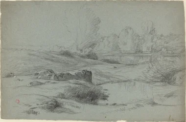 A Rocky Meadow by a River