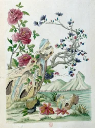 Drawing from a Chinese Vase: Flowers in a Landscape